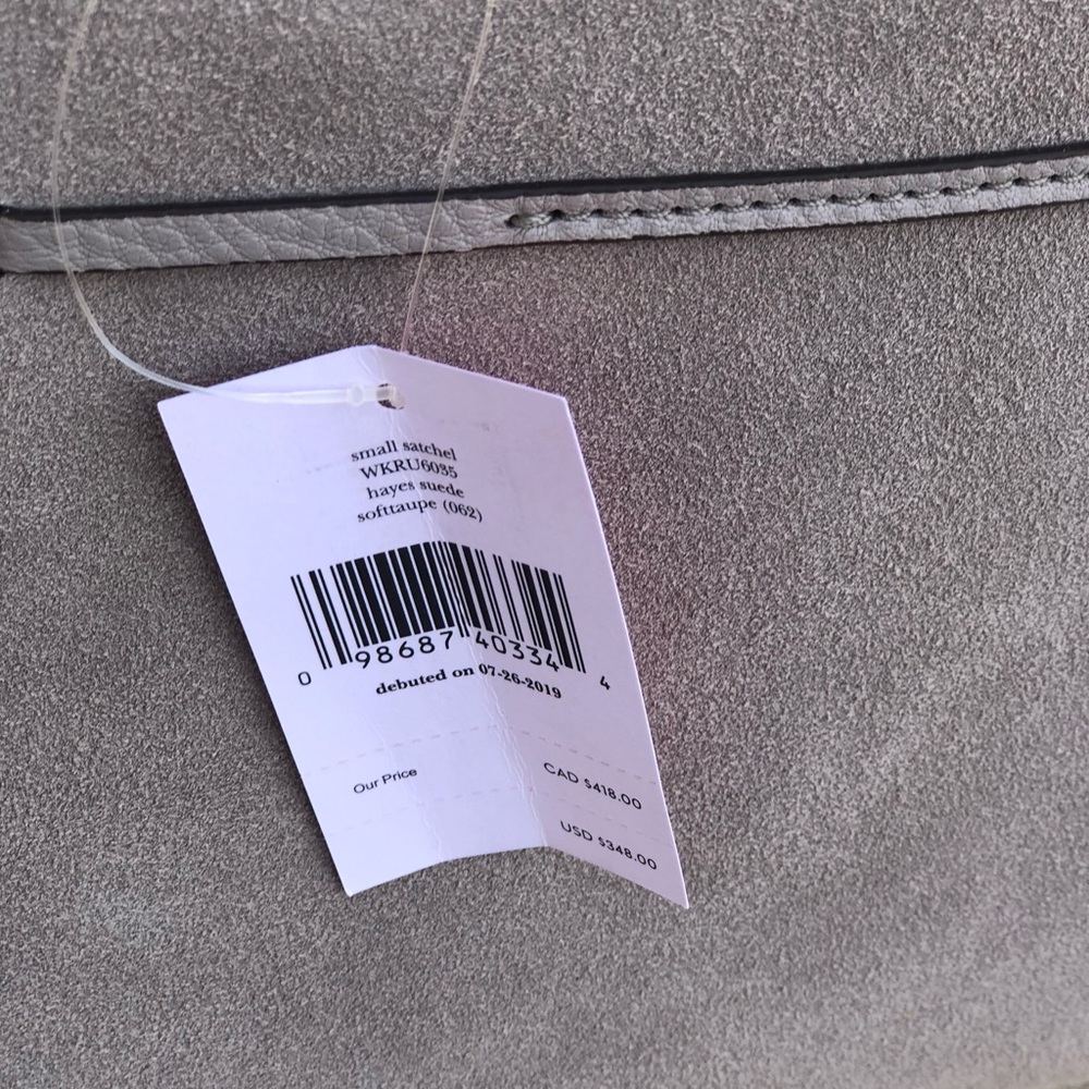 NWT Kate spade small Hayes suede satchel softtaupe - Picture 7 of 8